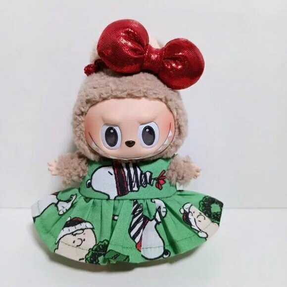 Peanuts Snoopy Holiday Christmas Dress with Bow Labubu Outfit - Picture 7 of 7